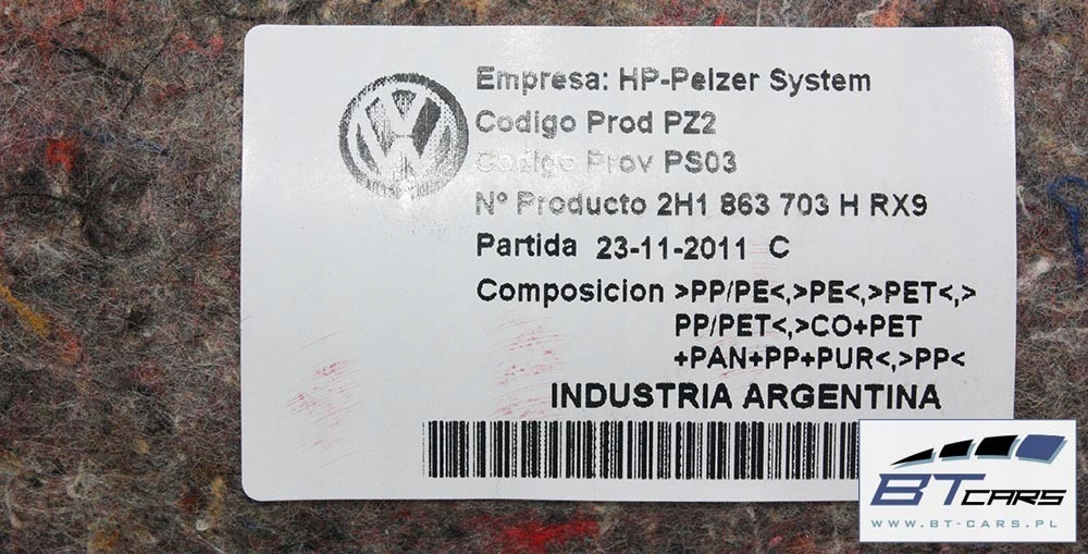 фото №7, Vw amarok коврик обшивка пол обивка 2h1863703h 2h1 863 703 h rx9 c