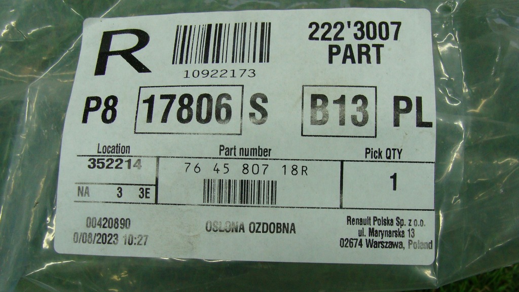 фото №13, Dacia duster кронштейн молдинг порог 764580718r