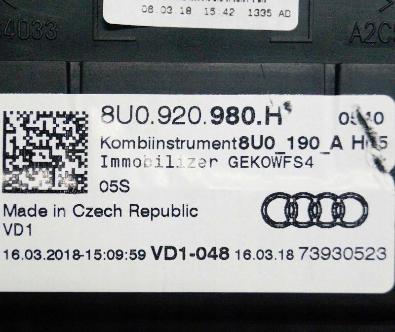 фото №7, Audi q3 8u набор индикаторов спидометр 8u0920980h 1.4tfsi kmh mph 201