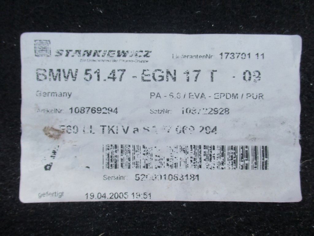 фото №5, Bmw 5 e60 e61 2006r-dywan ,обшивка czarna