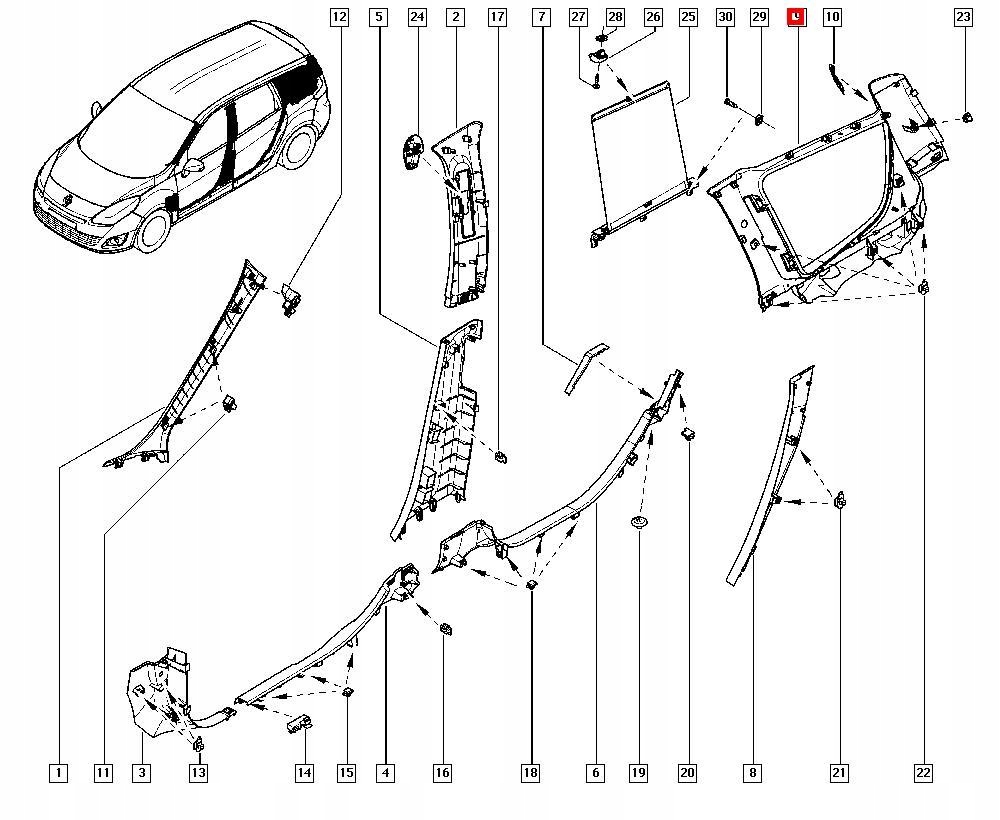 фото №9, Защита стойка c левый задняя renault scenic iii 769350011r