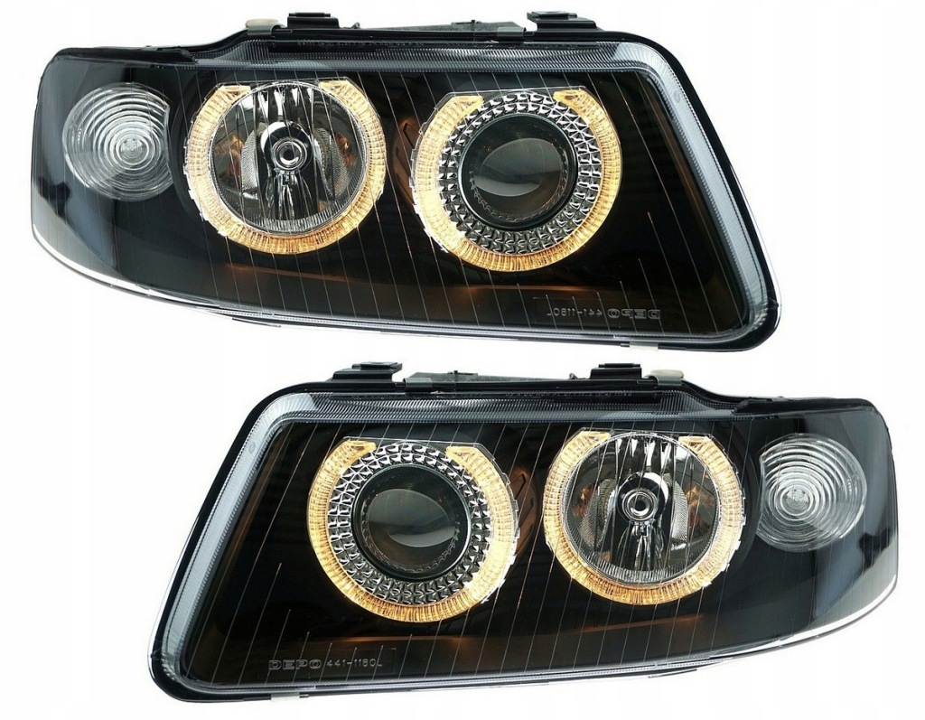 фото №1, Audi a3 8l lift 00-03 лампы фары depo кольца black