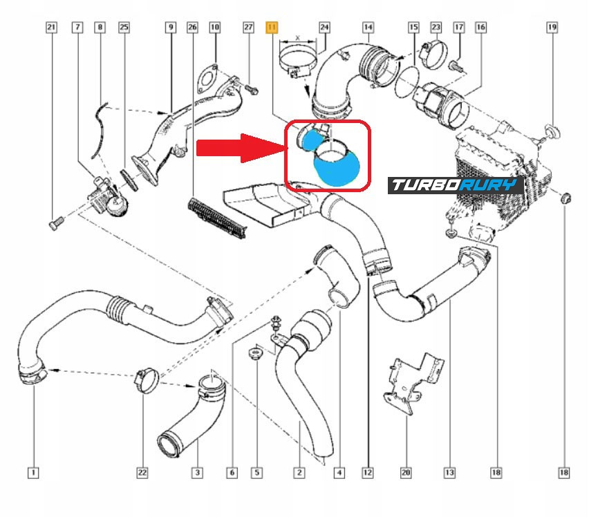 фото №7, Шланг turbo інтеркулер renault scenic ii megan ii 1.9 dci 8200201615