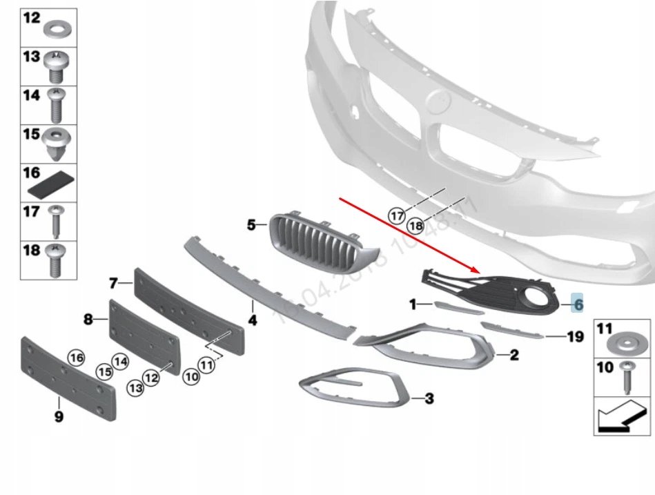 фото №12, Bmw 4 f32 left fog light luxury line решітка 51117309621 2016 oem