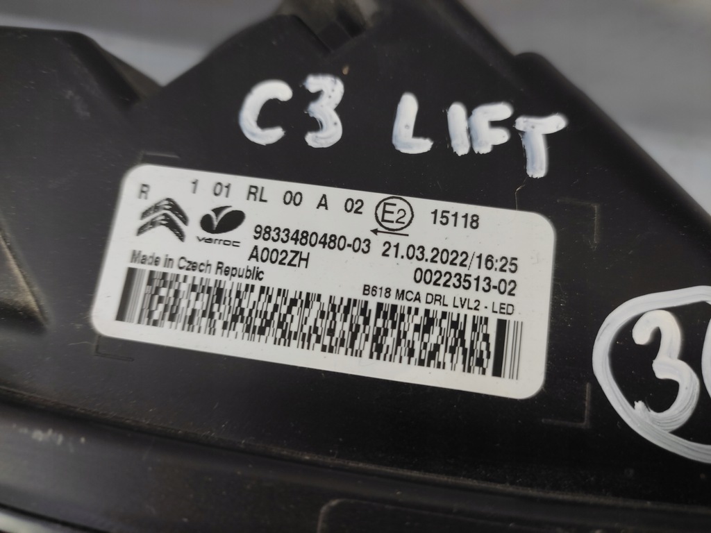 фото №9, Citroen c3 iii lift лампа drl правая перед 2020-