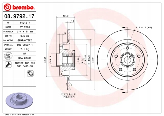 фото №3, Тормозные диски тормозные колодки задняя brembo renault grand scénic ii