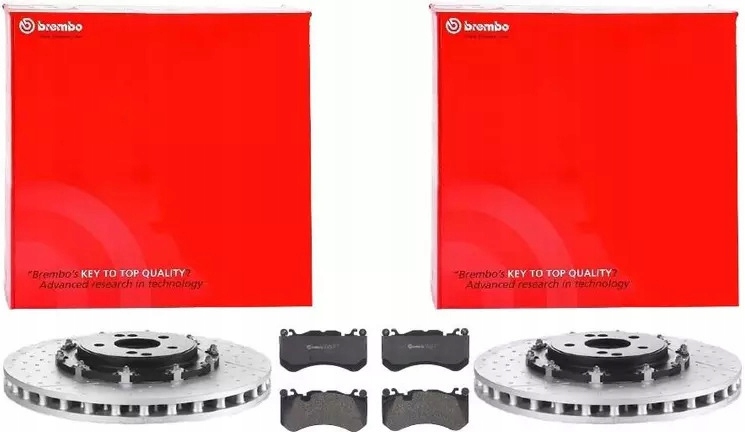 фото №1, Brembo тормозные диски+ тормозные колодки перед mercedes cls63 c63 sl55 sl63 sl65 sls amg c219