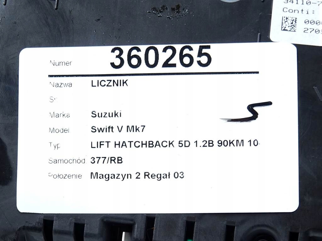 фото №6, Счетчик приборы suzuki swift v mk7 lift 34110-78p02