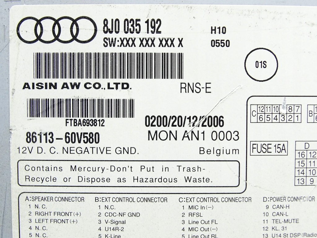 фото №9, Радіо навігація navi навігація plus rns-e audi tt 8j 8j0035192