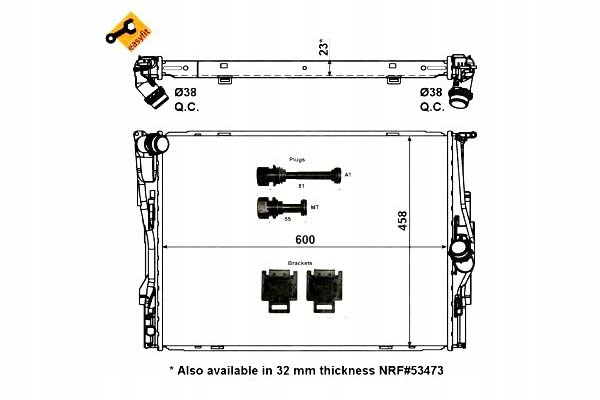 Радиатор двигателя nrf 56129 радиатор, система охлаждение двигателя Киев
