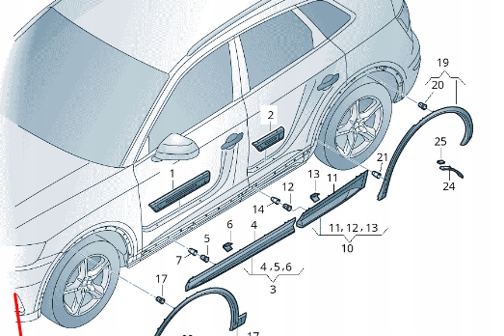 фото №7, Audi q5 fy спойлер заднього lewego колеса новий оригінальний 80a853887k