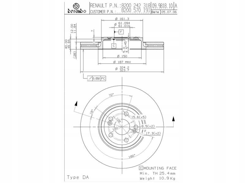 фото №16, Brembo гальмівні диски kpl перед renault espace vel satis