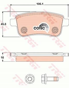 фото №3, Тормозные диски i тормозные колодки задняя trw renault megane fluence