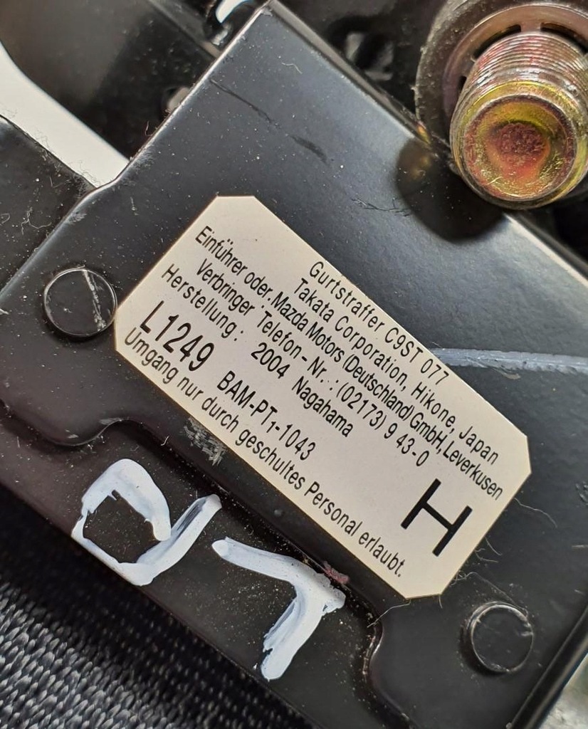 фото №2, Pas безопасности левый перед mazda rx-8 europa