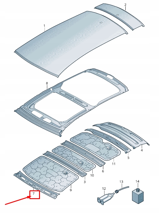 фото №1, Audi a6 4a c8 upper передняя часть roof усилитель 4k9817523