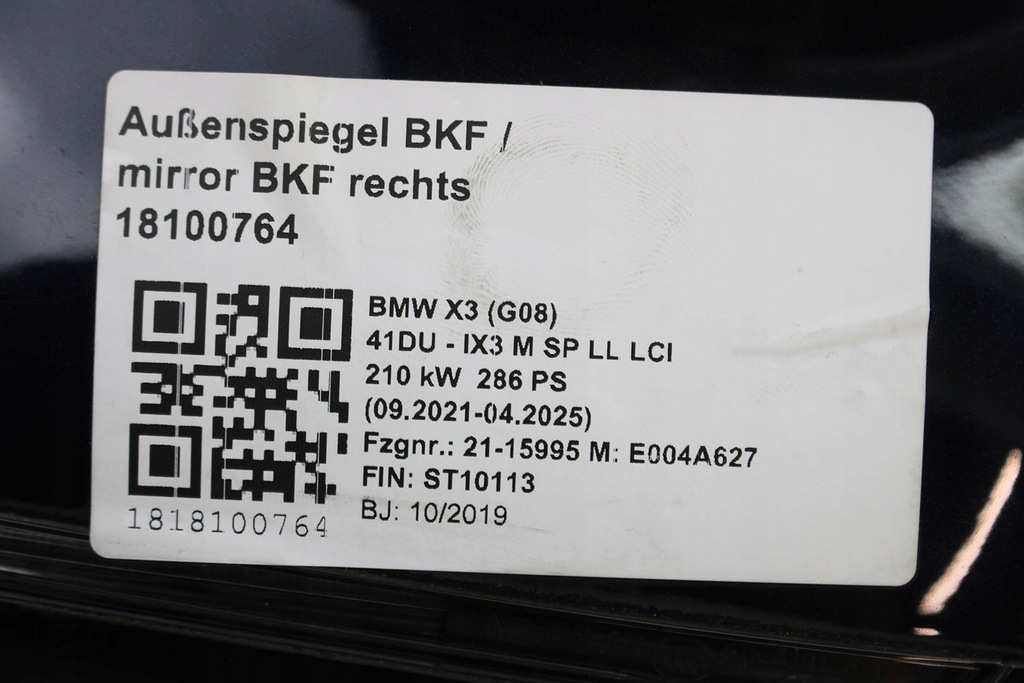 фото №6, Bmw x3 g08 g01 ix3 дзеркало праве двері ліва зовнішнє pinów кабелі 5 pin 4
