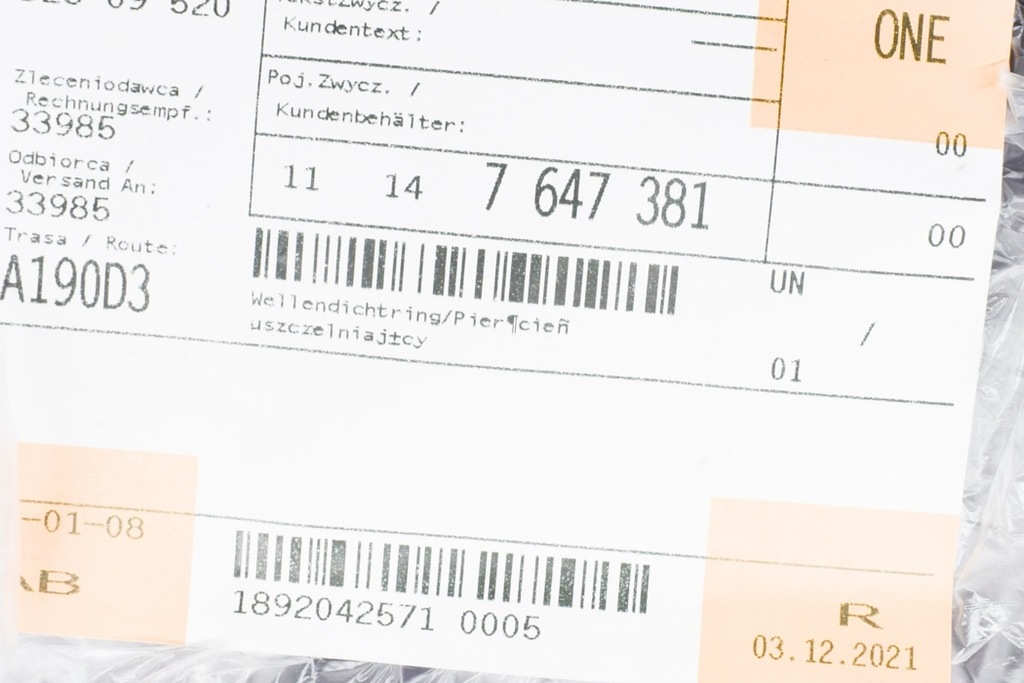 фото №6, Bmw 7 g11 сальник вала коленчатого двигателя передний 7647381 бензин