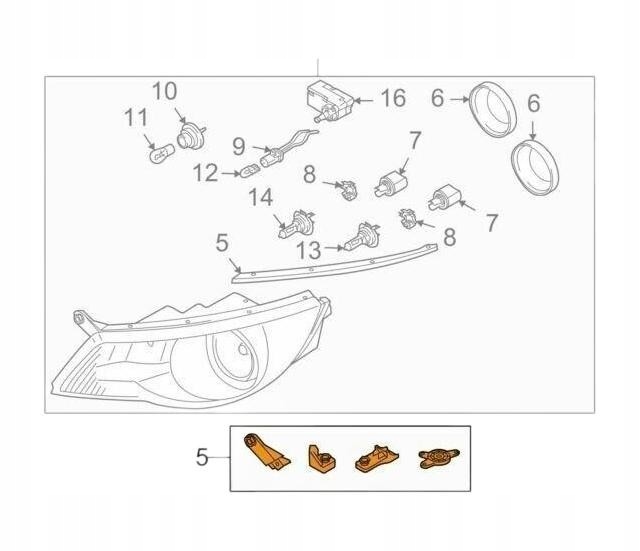 фото №5, Набор ремонтный фара volkswagen tiguan 5n 2012 2017 оригинальный