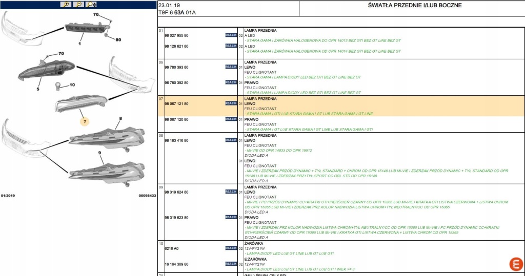 Фонарь  дневные led peugeot 308 левая 9806712180 в Украине