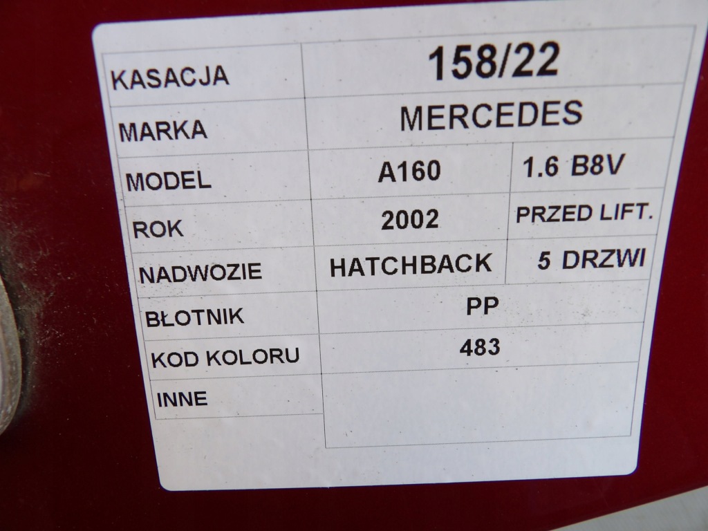 фото №6, Крила правий mercedes w168 a160 lak. 483