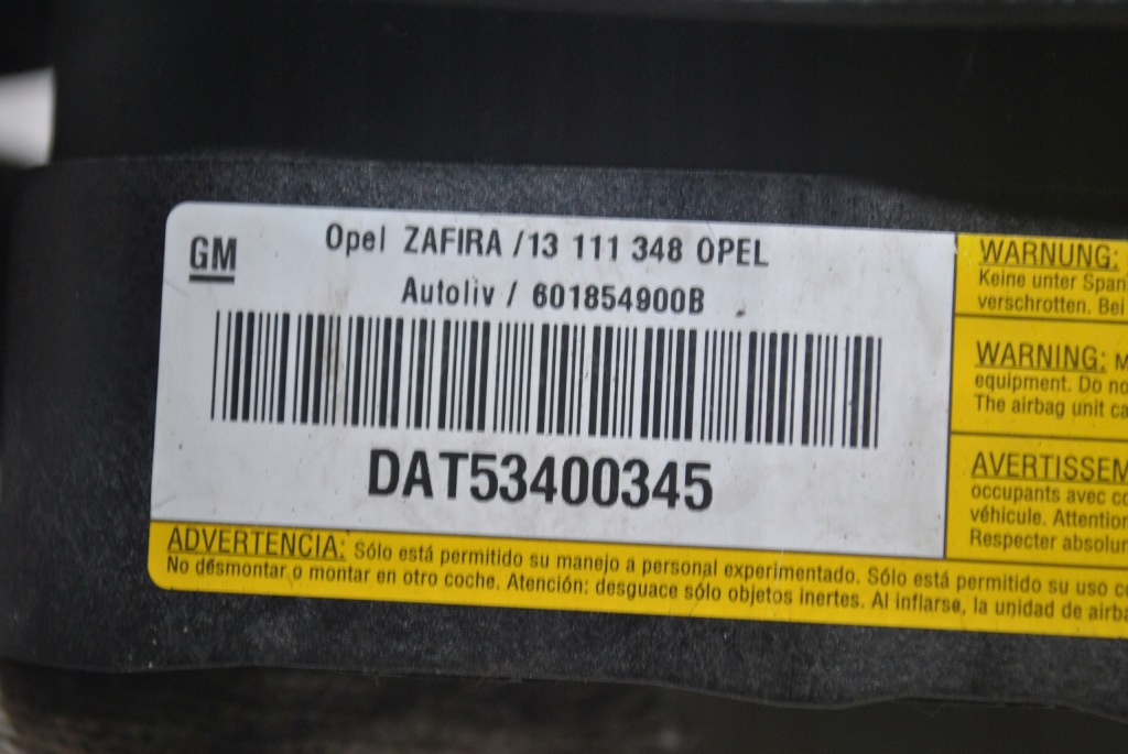 фото №5, Подушка подушка безпеки керма opel zafira b 13111348