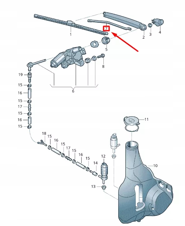 фото №1, Vw crafter 2f mk1 rear правий window двірник water jet 2e0955986