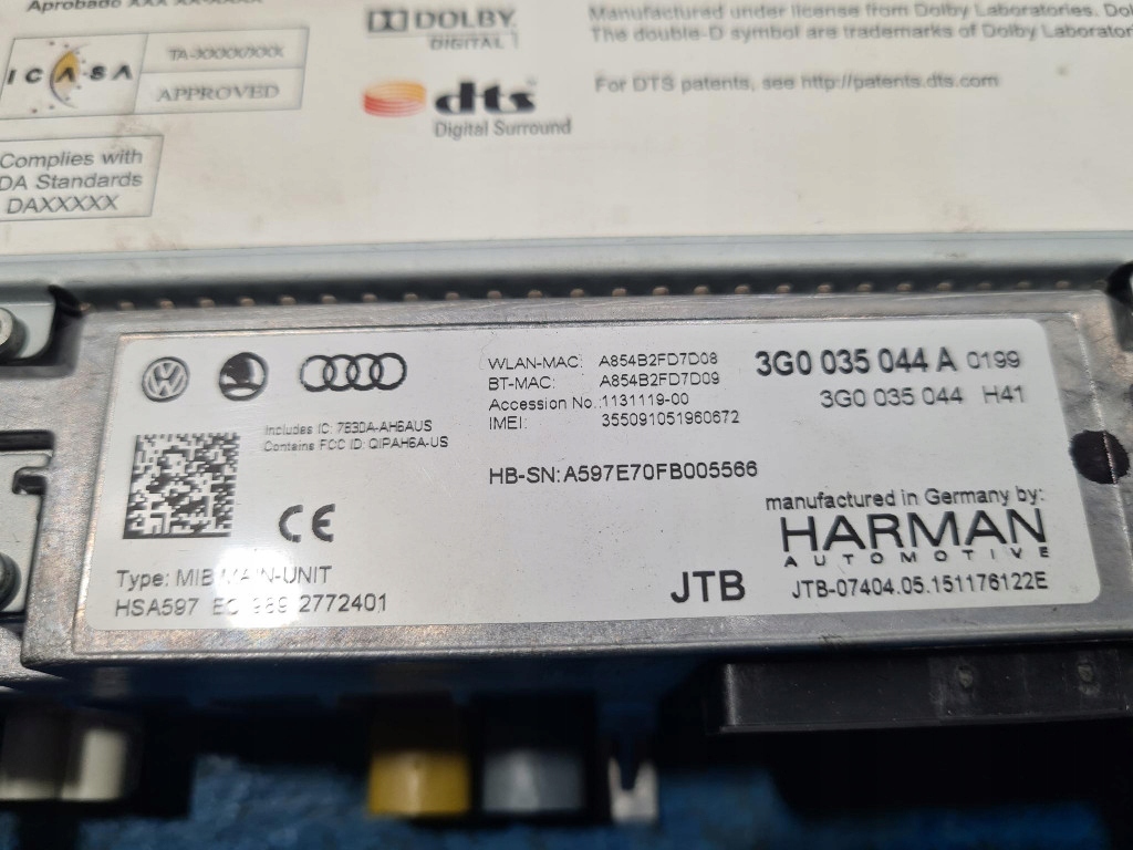 Volkswagen passat b8 радіо 1 навігація 3g0035044a li7f cuaa в Україні