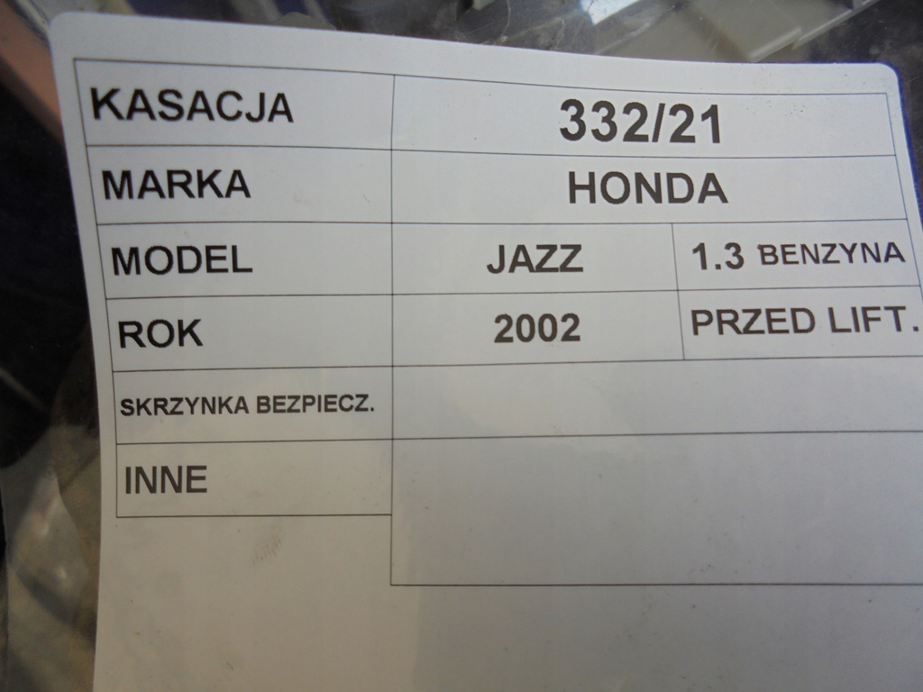 фото №4, Коробка запобіжників honda jazz ii 1,3b