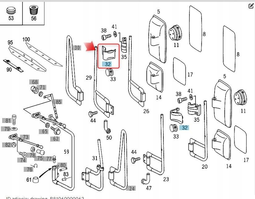Купить Клипса заглушка зеркало mercedes a6708110018
