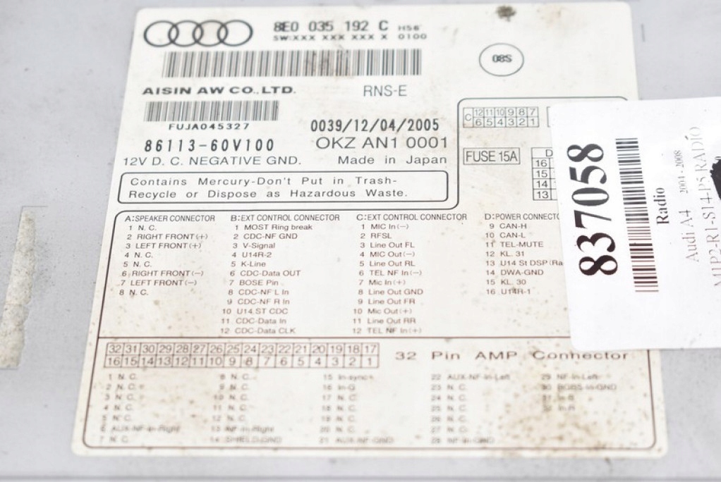 фото №6, Радио радиопроигрыватель cd 8e0035192c audi a4 b7 04-08