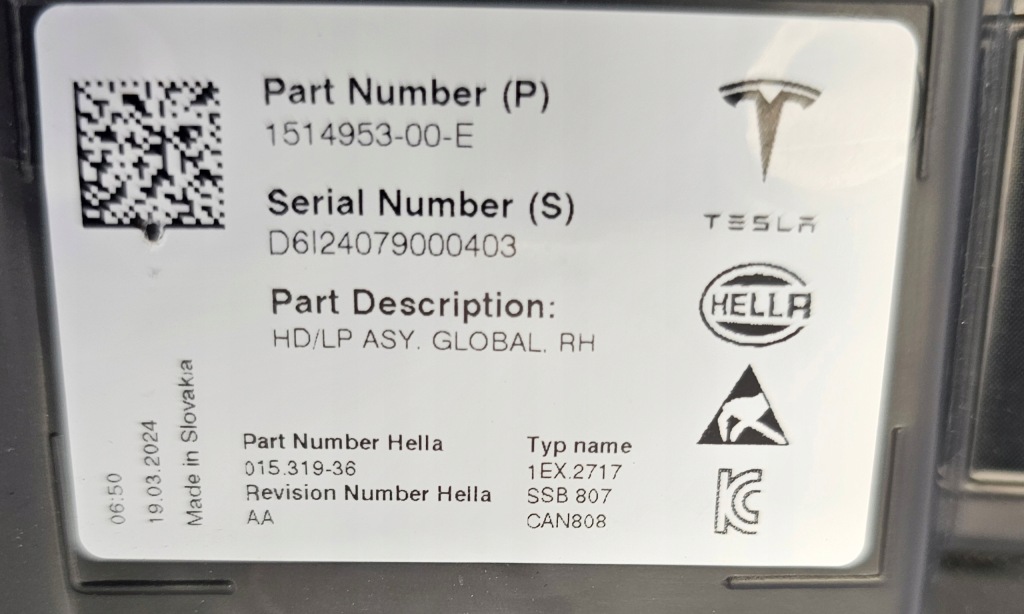 Фара full led tesla model 3 рестайлинг  / model y 2023- правый правый перед европа Цена