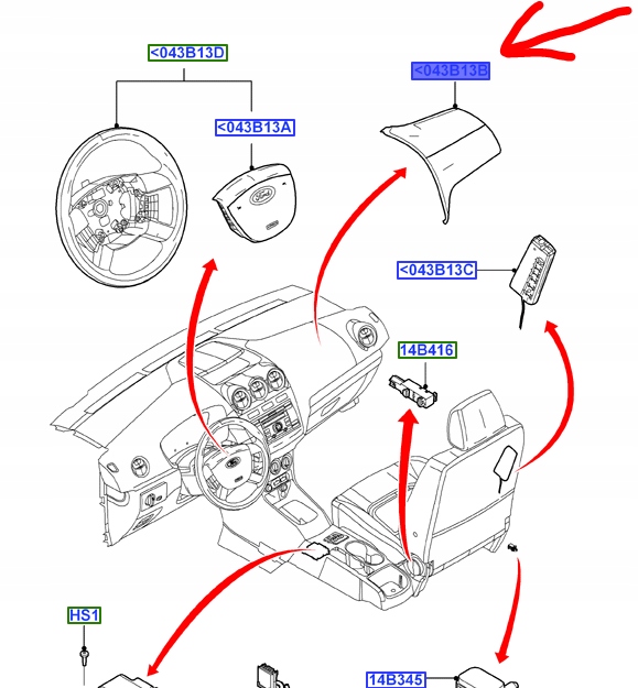 фото №1, Подушка повітряна rh ford transit connect 09-
