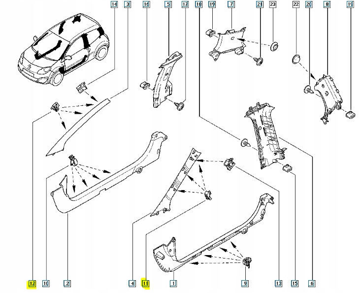 фото №6, Клипса, кронштейн renault twingo ii cn05 gn00 оригинальный номер 8200520523