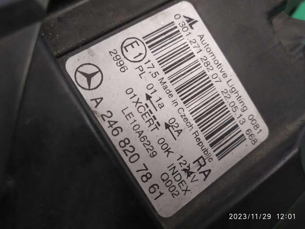 фото №14, Лампа правий перед mercedes b-klasa w246 a2468207861