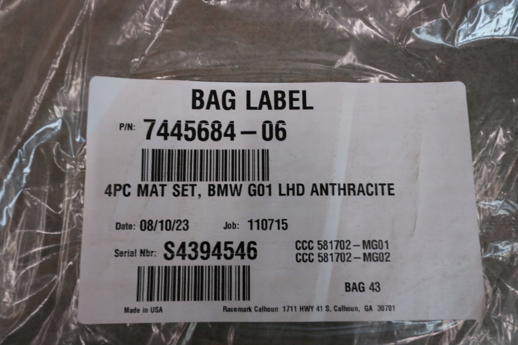 Bmw x3 g01 x4 g02 оригинальные коврики велюровые европа комплект 7445684 Доставка