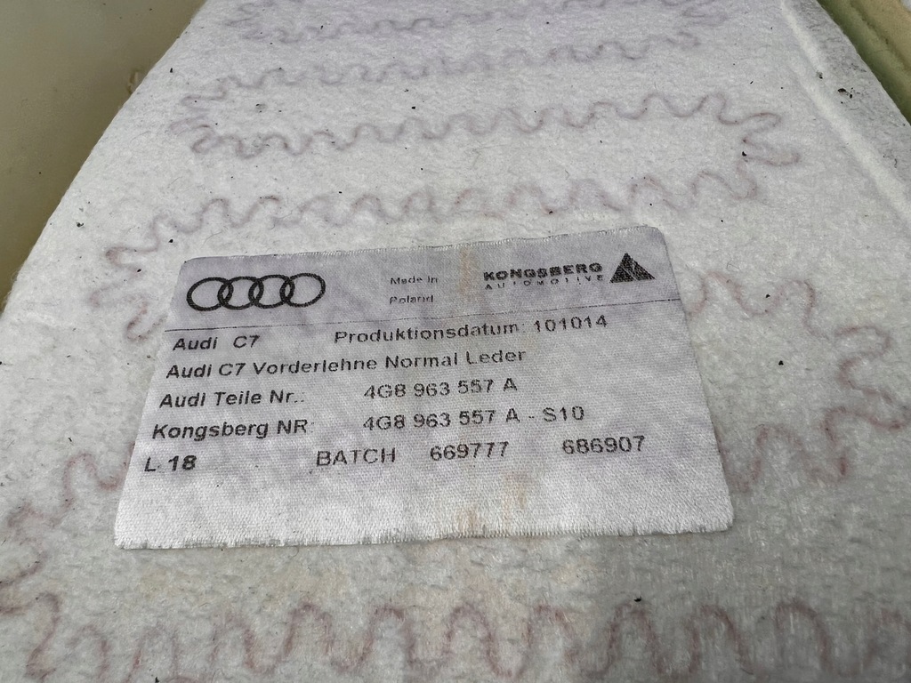 фото №6, Audi a6 a7 c7 4g мат нагревательная сиденье правый перед спинка 4g8963557a 43