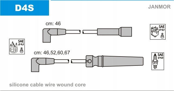 фото №2, Провода wysokiego напряжения комплект janmor d4s rcdw403