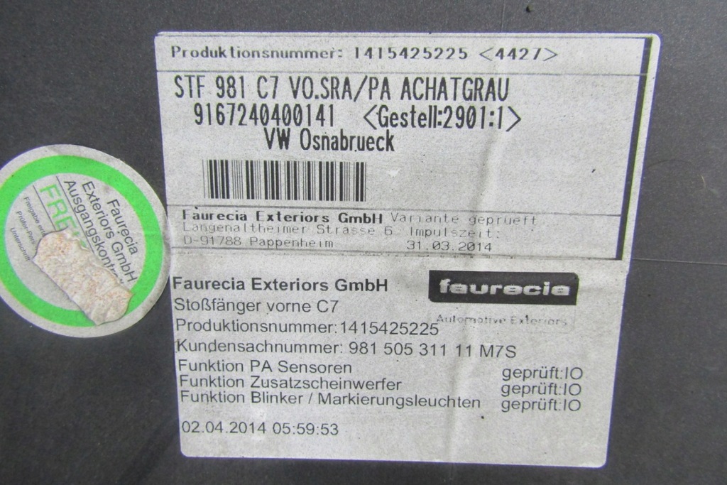 фото №13, Бампер перед передній porsche cayman ii 98150531111 12-