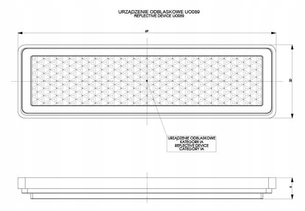 фото №2, Отражатель красный prostokątny узкий задний с лента самоклеящийся horpol
