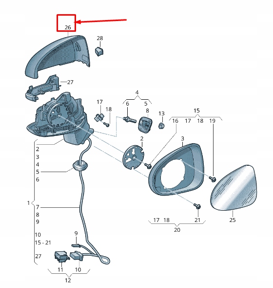 фото №1, Audi rs3 передняя часть правый door mirror cap 8v0857528f1l1