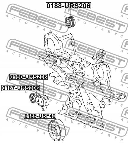 фото №3, Febest 0190-urs206 натяжитель ремень клиновой многоручейковый