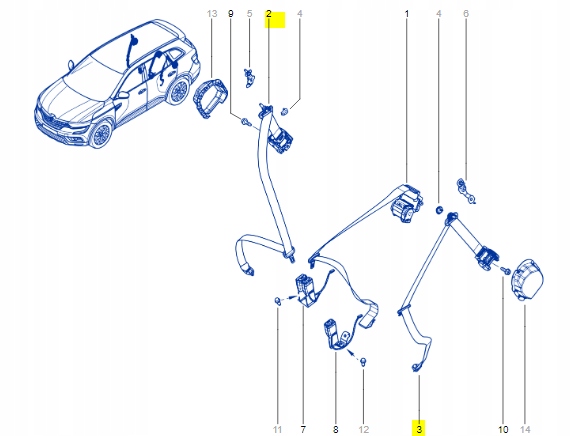 фото №1, Pas безопасности задняя левый правый koleos ii lift