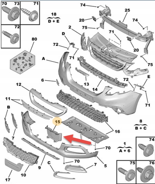 фото №11, Заглушка решётка радиатора pod радар peugeot 2008 i