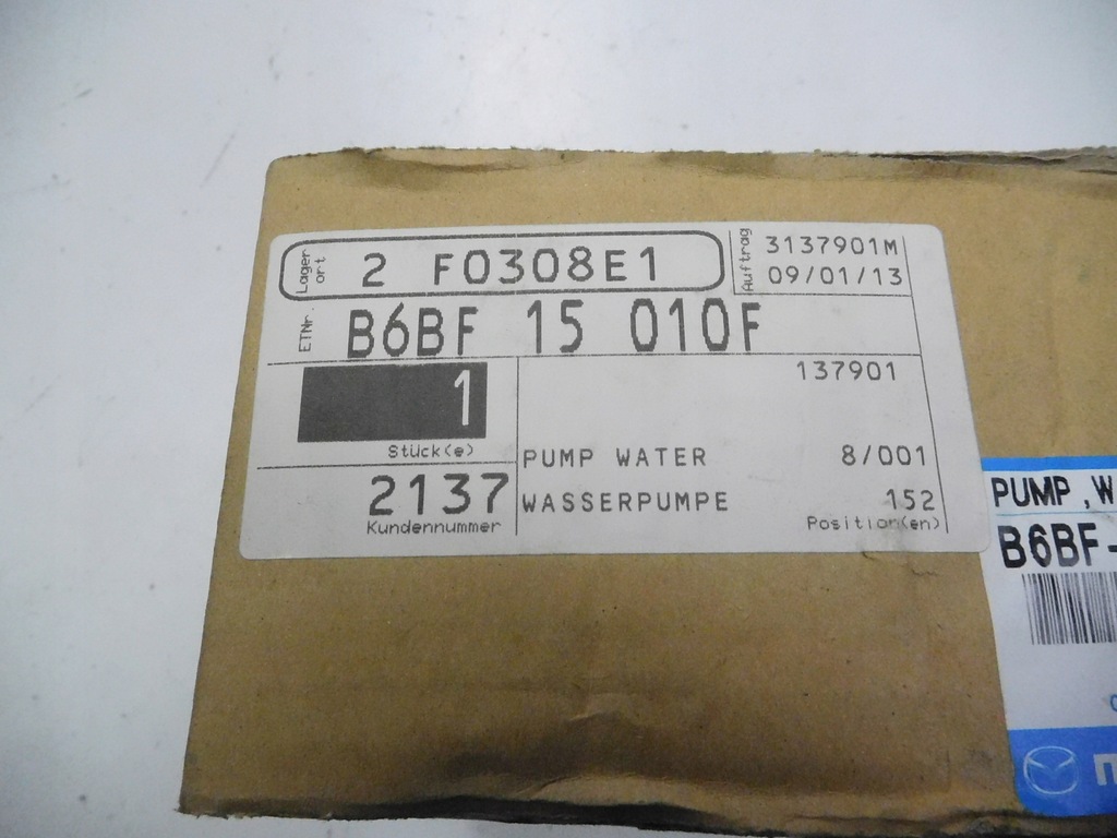 фото №12, Насос wody mazda mx-5 na nb 1.8 b6bf15010f оригинал