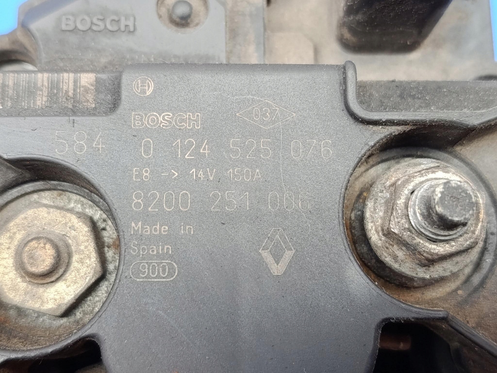фото №6, Renault scenic ii 1.9dci генератор 8200251006 bosch 0124525076 150a test