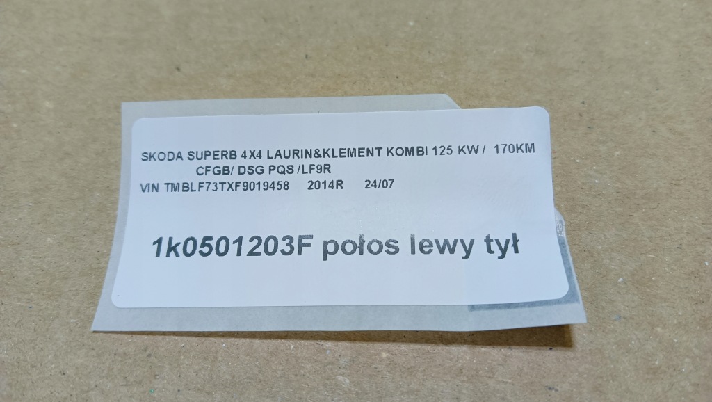 1k0501204f 1k0501203f pół вісь ліва права задні skoda superb 2 4x4 Зі Шроту
