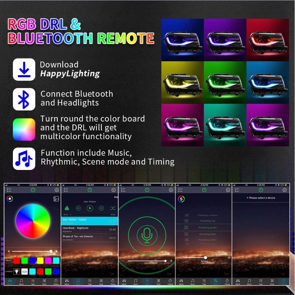 фото №11, Chevrolet camaro lift 2014-2015 лампа лампы передние led vland rgb europa