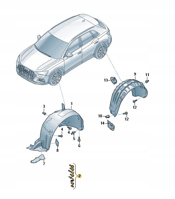 фото №1, Набір елементів кріпильних підкрилок audi q3 aso