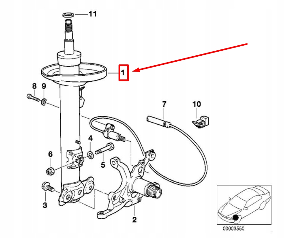 фото №7, Bmw z3 coupe e36 передня частина правий shock абсорбер 31316753258 6753258