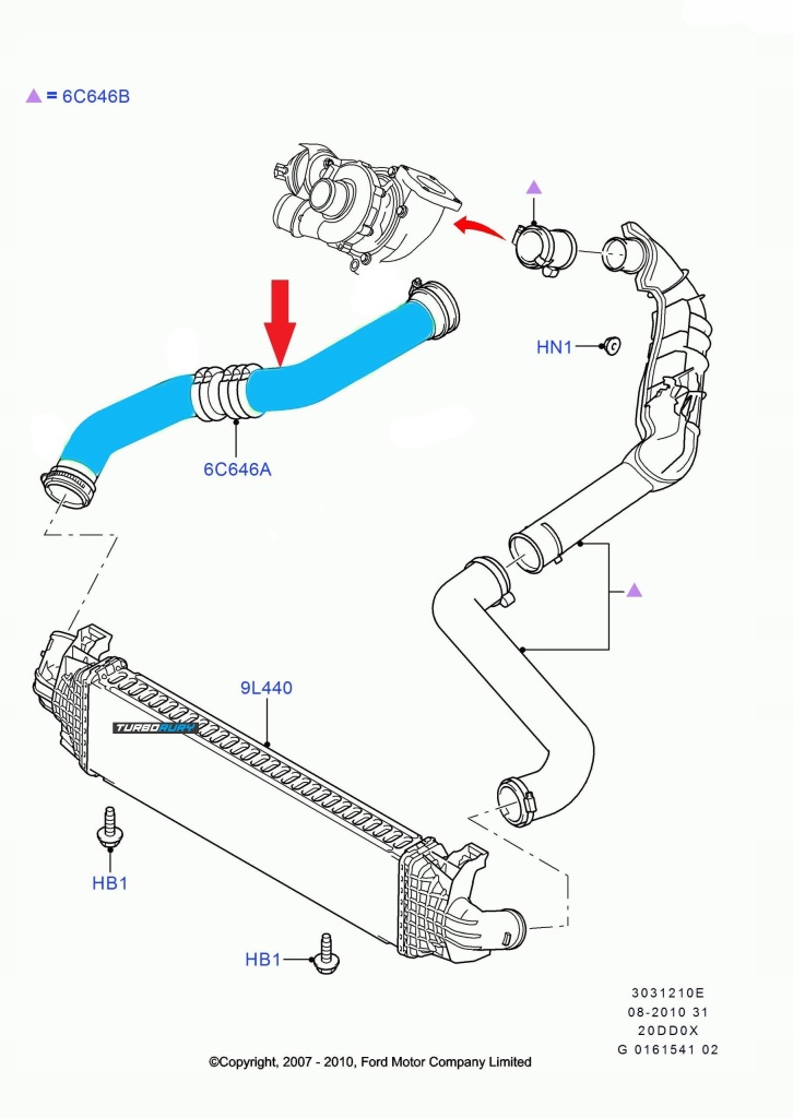 фото №7, Шланг труба turbo ford s-max galaxy mondeo 2.0 tdci 1459397 6g916c646fc